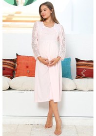 Resim Lohusa Sepeti Lohusasepeti Mommysh 55103 Elegance Dantel Kollu Lohusa Gecelik 001 