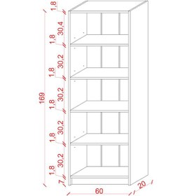 Resim 5 Raflı 5 Bölmeli Kitaplık Çalışma Odası Ofis Modern Dekoratif Kitaplık Kül Gri 