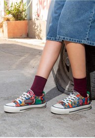 Resim Dogo Kadın Vegan Kırmızı Sneakers - Mad Face Tasarım 