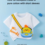 Resim Romito Erkek ve Kız Çocukları için Kısa Kollu Moda Sevimli Karikatür Hayvan 3D Çanta Tişörtü LT5T076 