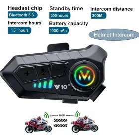 Resim Vivopack Motosiklet Kask Intercom Çift Eşleşme Rgb Işıklı Bluetooth Kulaklık 5,3 