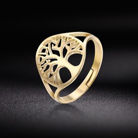 Resim 1 Adet Ayarlanabilir Yaşam Ağacı Yüzüğü, Paslanmaz Çelik Unisex Vintage Muska Takı Yıldönümü Doğum Günü Hediyesi 