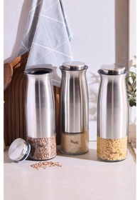 Resim Inox 3'lü Saklama Kabı Ve Kavanoz Seti Seffaf Şeffaf 