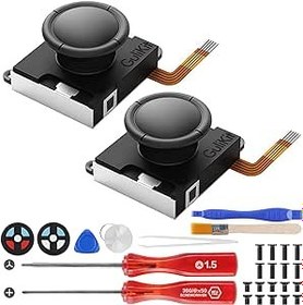 Resim GuliKit Hall Switch Joystick Replacement for Switch Joycon Controller&Switch OLED&Switch Lite, No Drift, Left/Right Hall Sensor Joystick with Repair Kit/Tool and Thumb sticks Cap 