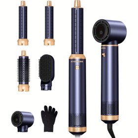 Resim All-in-One Hot Air Brush - Salon Kalitesinde Sonuçlar İçin Yüksek Güçlü Saç Kurutma Makinesi Düzleştirici Kullanımı Kolay Zaman Tasarrufu Daha Az Hasar Çoklu Isı Ayarı, AB Fişi 