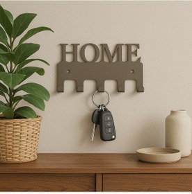 Resim Lunoart Home Yazılı Metal Anahtarlık Askısı Duvar Tipi Anahtar Organizer Vizon 