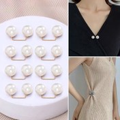 Resim Şık Sahte İnci Broş İğne Seti - 3/6/8 Adet Düzensiz Şekilli Plastik Klipsli Düğmeler Moda Tişört, Elbise, Hırka ve Giyim Dekorasyonu için 