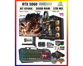 Resim Zeiron Warrior Eagle X55 Ryzen 7 5700X 32GB 1tb M.2 SSD RTX5060 27" 280Hz Sıvı Soğutmalı Oyuncu Bilgisayar 