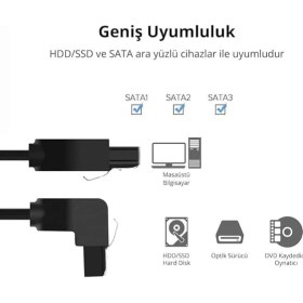 Resim Daders Home 40 cm Sata Data Kablo - 90 Derece - Metal Klip 