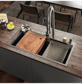 Resim Stilmax Paslanmaz Çelik Akıllı Şelale Eviye Seti 75 x 45 CM 7 Fonksiyonlu 