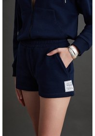Resim Grimelange Lyka Kadın Organik Pamuk 3 Iplik Içi Şardonlu Süs Etiketi Detaylı Regular Lacivert Sweatshirt 