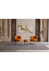 Resim Panda Çay Seti Berjer Ve Puf Takımı Salon, Balkon, Ofis 3 Lü Takım Turuncu Turuncu 