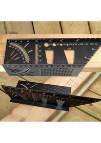 Resim Alüminyum Alaşım Ahşap İşleme Kare Boyutu Ölçüm Cetvel 3d Gönderi Açısı Ölçüm Şablonu Aracı 