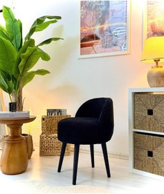 Resim WEBPANYA MOBİLYA X Large Siyah Tedy Kumaş Dekoratif Berjer Puf Makyaj Masası Pufu 