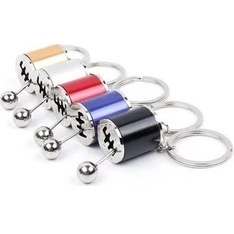 Resim Buffer Hareketli Araba Vites Anahtarlık Altı Hız Manuel Vites Dişli Shifter Topuzu Metal Anahtarlık 