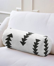 Resim Realhomes Iskandinav Üçgen Ok Tasarımlı Dijital Baskılı Iç Dolgulu - Fermuarlı Süet Berjer Silindir Yastık 
