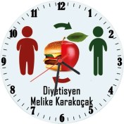 Resim Biresimden Diyetisyene Isimli Hediye Ofis Cam Duvar Saati 