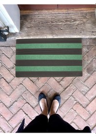 Resim Kapı Önü Paspası, 3 Şeritli, Yeşil Halılı Paspas, 45 70 