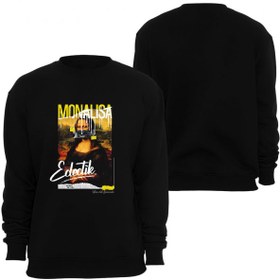 Resim Leonardo Da Vinci - Mona Lisa Baskılı Unisex Bisiklet Yaka Sweatshirt SİYAH 3XL 