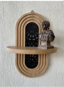 Resim Ahşap Mdf Ortası Desenli Duvar Rafı - Ağ Desen 