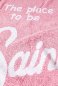 Resim Logo Plaj Havlusu Yumuşak Pamuk, Pastel Pembe Yaz Şıklığı - Pembe 