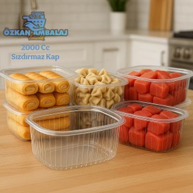 Resim Özkan Ambalaj Temizlik Kullan At Tek Kullanımlık Plastik Kapaklı Kase / Sızdırmaz Kap 2000 Cc 25 Adet 