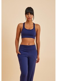 Resim Sportive Lacivert Light Touch Bilekten Lastikli Yüksek Bel Jogger Kadın Eşofman Alt Lacivert 
