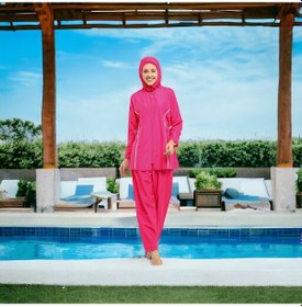 Resim Shopiolog Uzun Kollu Düz Tam Tesettür Pembe 