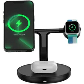 Resim Baseus 3in1 Magsafe Uyumlu Wireless Kablosuz Şarj I?stasyonu, Kulaklık, Telefon, Saat Şarj 