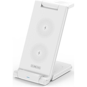 Resim Duzzona 15w Katlanır 3 İn 1 Telefon Kulaklık Saat Kablosuz Şarj 