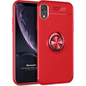 Resim Microsonic Apple iPhone XR Kılıf Kickstand Ring Holder Kırmızı 