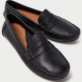 Resim Mubiano Hakiki Deri 202-s Oval Burunlu Kadın Siyah Babet & Loafer Ayakkabı Siyah 
