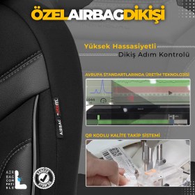 Resim Otom Individual Design Airbag Dikişli Ekstra Destekli Özel Tasarım Oto Koltuk Kılıfı Siyah - Gri 