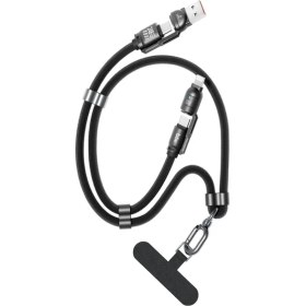 Resim Grains Global Bix 5IN1C-BK 1.5 Metre Siyah 240W Usb-A ve Type C ve Lightning Çok Fonksiyonlu Yüksek Hızlı Şarj ve Data Kablosu, Çok Uçlu Şarj Kablosu (Tüm Type C/lightning Telefon ve Tabletlerle Uyumludur) 