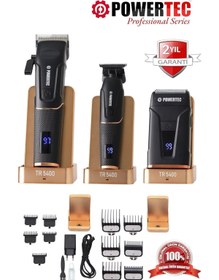 Resim POWERTEC TR-5400 Saç-Sakal-Vücut-Ense-Günlük Tıraş Makinesi 3'lü Set 