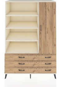 Resim Kronos Dolap 8 Raflı 6 Çekmeceli Tek Kapaklı 132x59x195 Aytaşı-çam/çam Atlas Çam/atlas Çam 