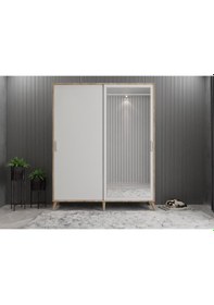 Resim İmaj Sürgülü Portmanto Vestiyer Meşe Beyaz - Montaj Dahil 160 Cm 