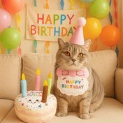 Resim 3 Parça Evcil Hayvan Doğum Günü Parti Seti | Eşarp, Şapka & Peluş Pasta Üçlüsü | Kedi ve Köpek Tatil Fotoğraf Çekimleri İçin Temel | Tüm Bedenlere Uygun Ayarlanabilir Tasarım | Rahat Yumuşak Malzeme | Hafif ve Kolay Kullanım & Bakım | Sosyal Medya Paylaşımı ile Bayram Havasını Artırın | Kutlamalar ve Etkinlikler İçin Mükemmel 