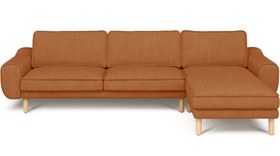 Resim Klem 306 x 171 Köşe Silindir Ahşap Ayak - Performans Keten - Tuğla / Açık / Rahat Dolgu 