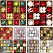 Resim 44 Adet Noel Topu Süsleri, Noel Ağacı Dekorasyonları için Asılabilir Baubles, Ev Partisi Tatil Düğün Ağacı Süslemeleri, Noel Hediyeleri 