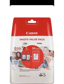 Resim Canon Pg-46 / Cl-56 2'li Kartuş + 50 Li Fotoğraf Kağıdı 