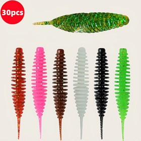 Resim 30 Süper Yumuşak Fintail Nematod Yem - Plastik Kutu Paketleme, Tatlısu Levrek ve Alabalık Balığı İçin Uygun, Gerçekçi Solucan Şekli, Uzun Ömürlü Yem, Kabartmalı Doku, Esnek Yem, Dış Mekan Sporcuları İçin Özel | Yapay Yem | Elastik Yüzme Yemi 