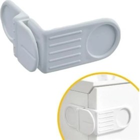 Resim Bebek Çocuk Güvenlik Çekmece ve Dolap Için Yapışkanlı Vidasız Köşe Kapak Kilidi x 2 Adet 