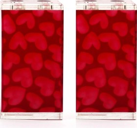 Resim 2 Adet Diş Fırçalık Kalpli Akrilik 6x6x12cm Banyo Seti Çok Renkli 