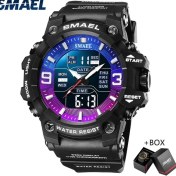 Resim Hanyang Mor Mavi Kutu Smael Spor Izle Erkekler Için Askeri Moda Kuvars Dijital 50 M Su Geçirmez Yüzmek Kronometre Kol Saatleri Saat Adam Relogio Masculino (Yurt Dışından) 