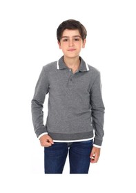 Resim Toontoy Kids Toontoy Erkek Çocuk Regular Fit Polo Yaka Baskılı Sweatshirt - 2 İplik Antrasit Melanj 