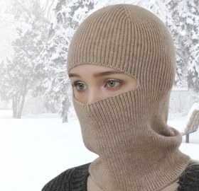 Resim Kışlık Kar Maske Dokuma Triko Bere - Kahverengi 