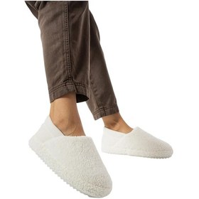 Resim Kadın Lastikli Kaymaz Taban Peluş Havlu Kumaş Ev Ayakkabısı Panduf Beyaz-beyaz Beyaz 