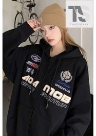 Resim Tarzsokak 404 Never Shutup Sweatshirt Fermuarlı Hırka Siyah Siyah 