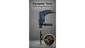 Resim Dynamic Tech Toprak Burgu Matkap Ucu Bahçe Dikim Aparatı Dayanıklı Çelik Universal 70X220 mm Toprak Delme 